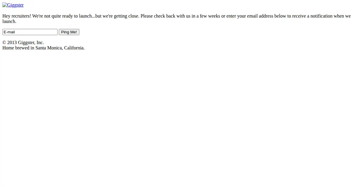 giggster.com as the Internet Archive first saved it, 8 Feb 2014