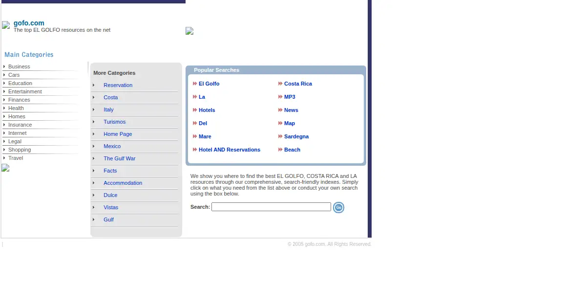 gofo.com as the Internet Archive first saved it, 10 Feb 2005
