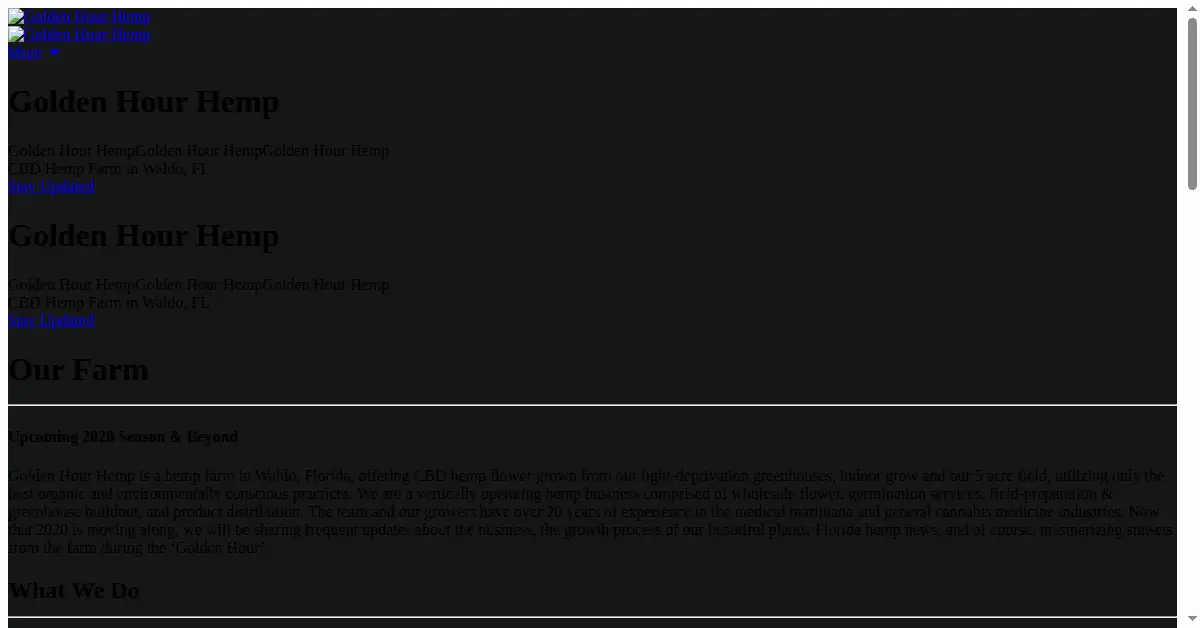 goldenhourhemp.com as the Internet Archive first saved it, 31 Oct 2020