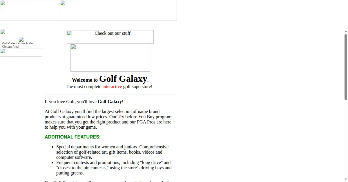 golfgalaxy.com as the Internet Archive first saved it, 29 Feb 2000