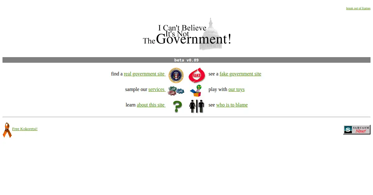 gov.com as the Internet Archive first saved it, 2 May 1998