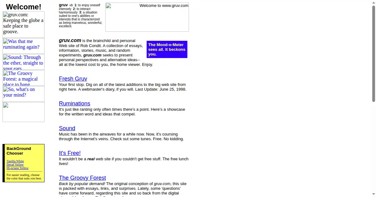 gruv.com as the Internet Archive first saved it, 25 Jan 1999