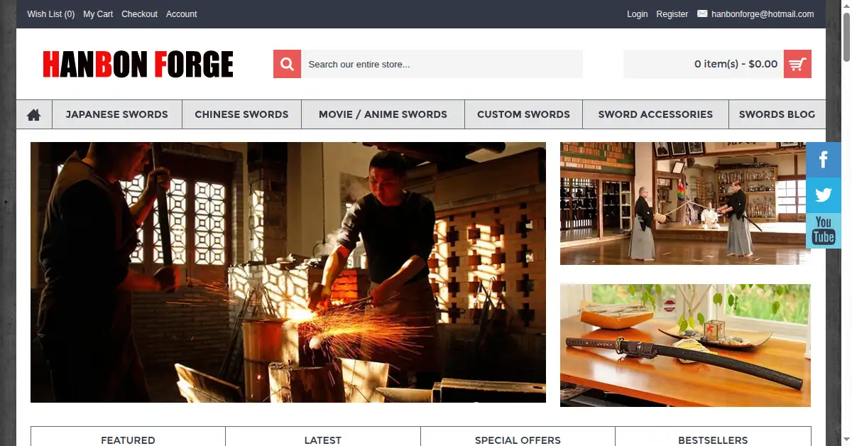 hanbonforge.com as the Internet Archive first saved it, 2 Oct 2016