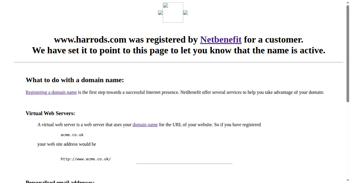 harrods.com as the Internet Archive first saved it, 5 Dec 1998