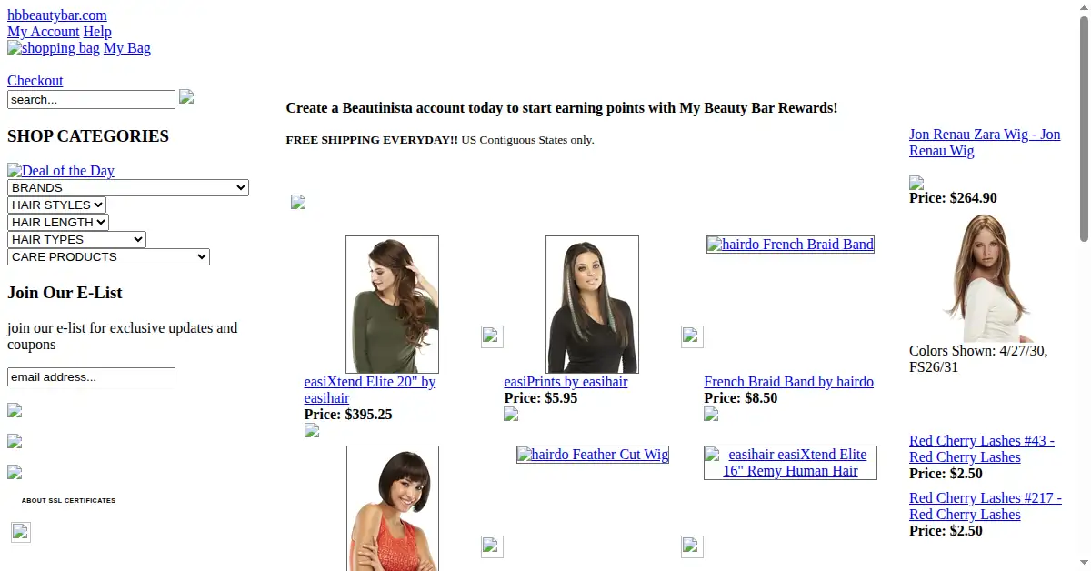 hbbeautybar.com as the Internet Archive first saved it, 15 May 2013
