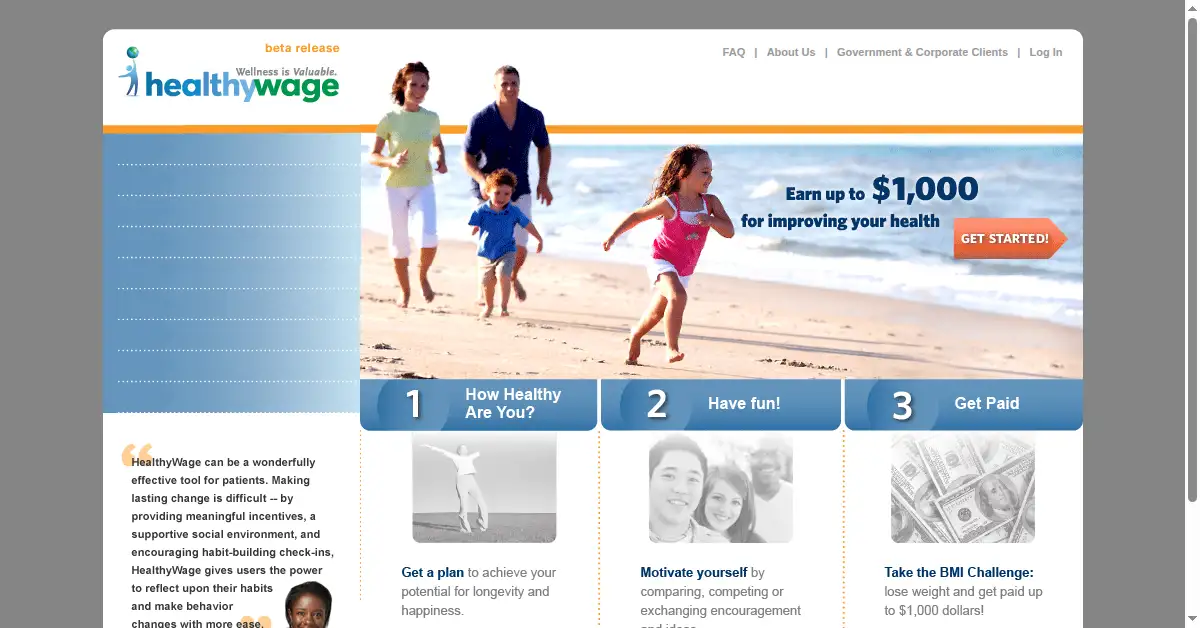 healthywage.com as the Internet Archive first saved it, 10 Oct 2009