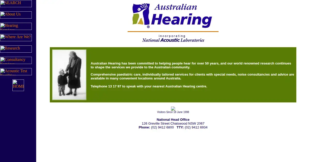 hearing.com.au as the Internet Archive first saved it, 20 Apr 1999