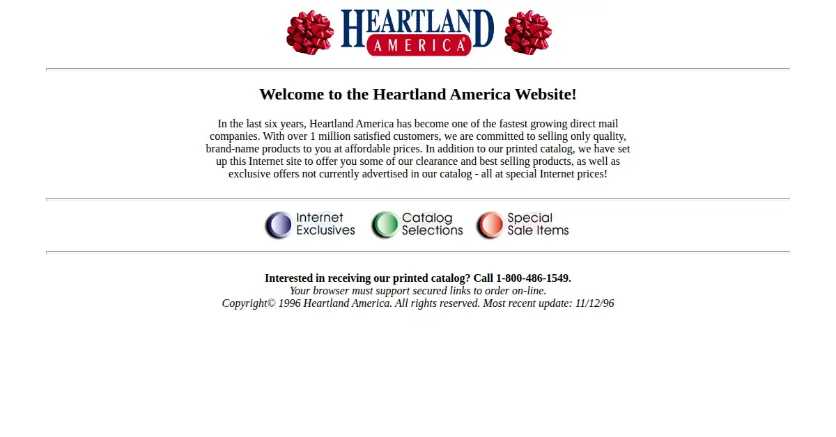 heartlandamerica.com as the Internet Archive first saved it, 19 Dec 1996
