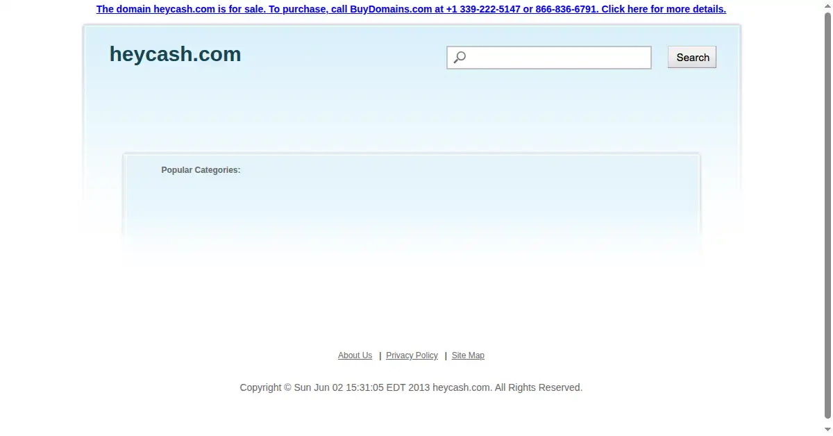 heycash.com as the Internet Archive first saved it, 2 Jun 2013