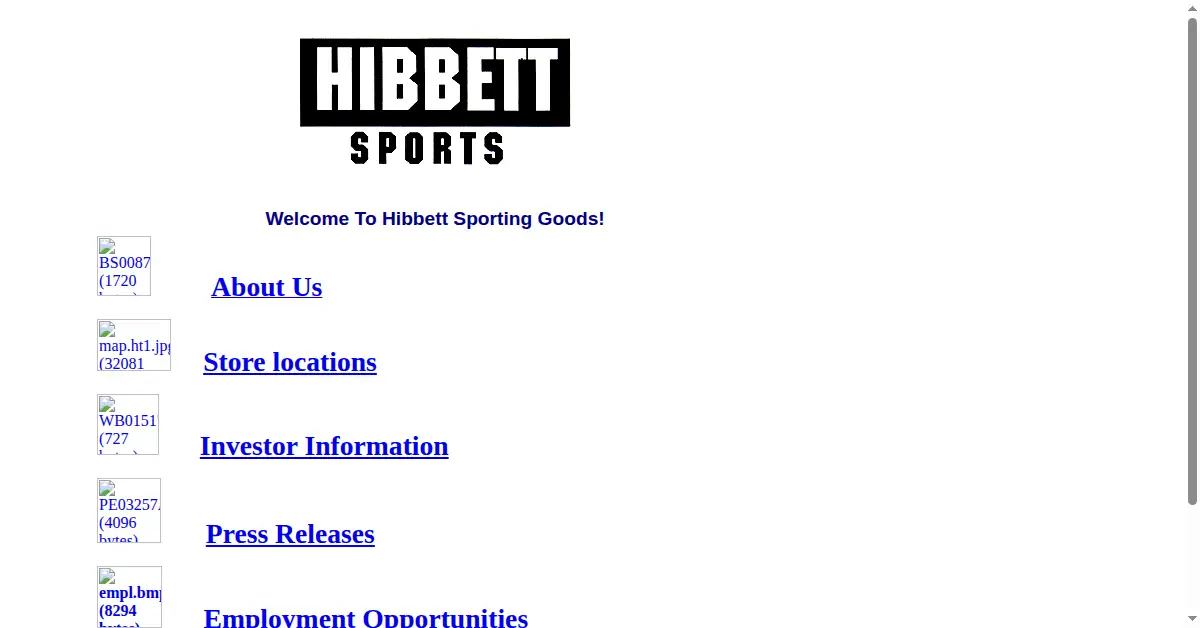 hibbett.com as the Internet Archive first saved it, 6 Dec 1998