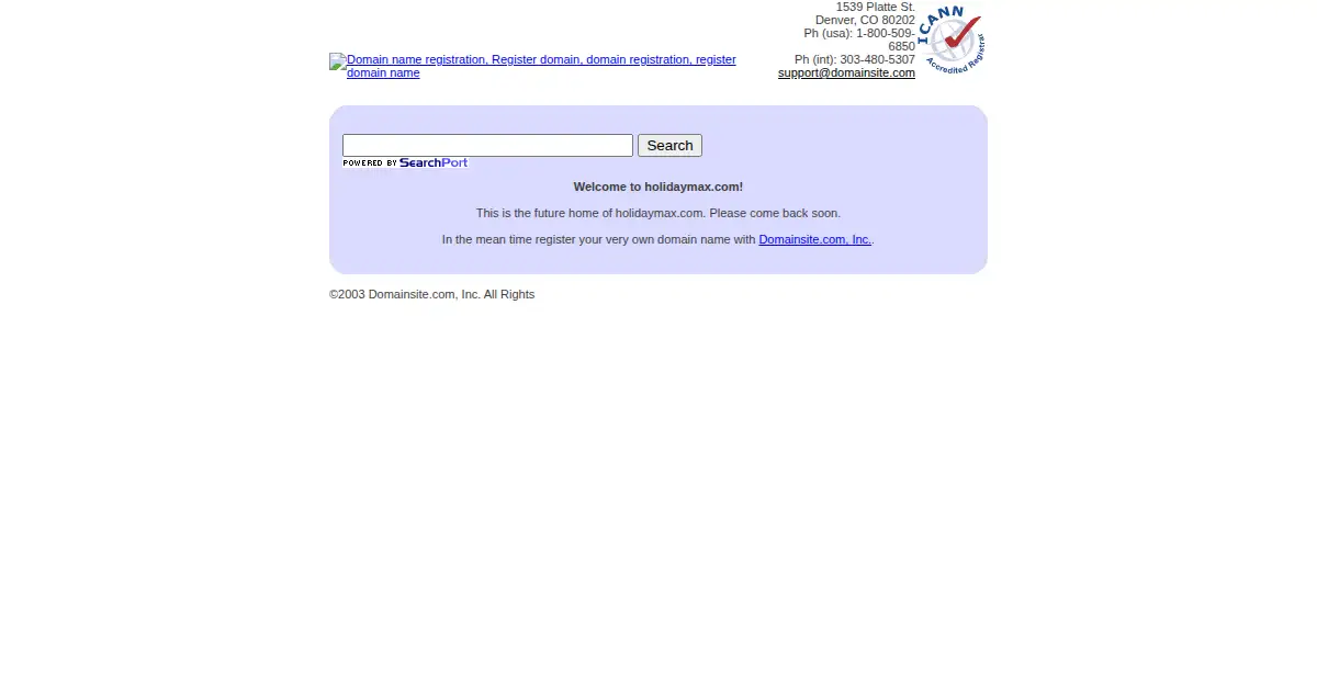 holidaymax.com as the Internet Archive first saved it, 4 Feb 2004