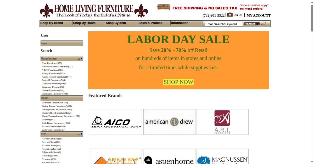 homelivingfurniture.com as the Internet Archive first saved it, 14 Sep 2012