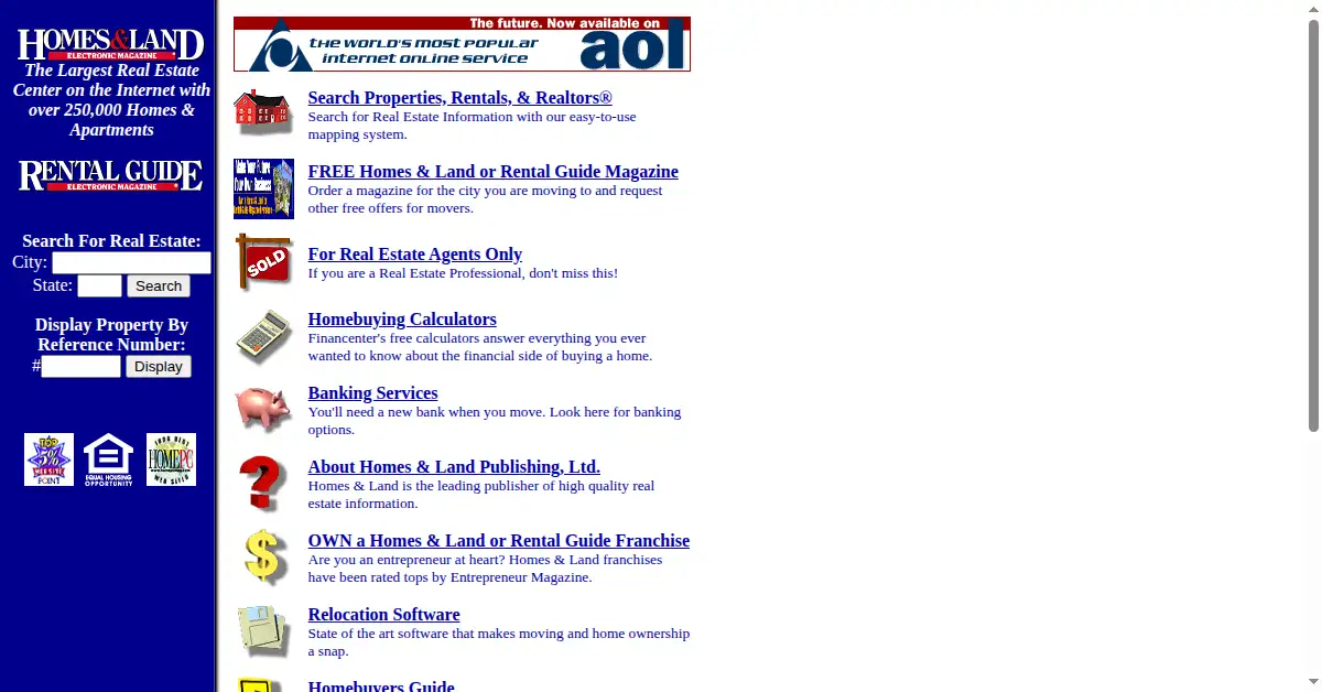 homes.com as the Internet Archive first saved it, 13 Feb 1997