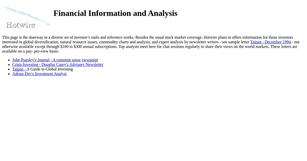 hotwire.com as the Internet Archive first saved it, 8 Feb 1998