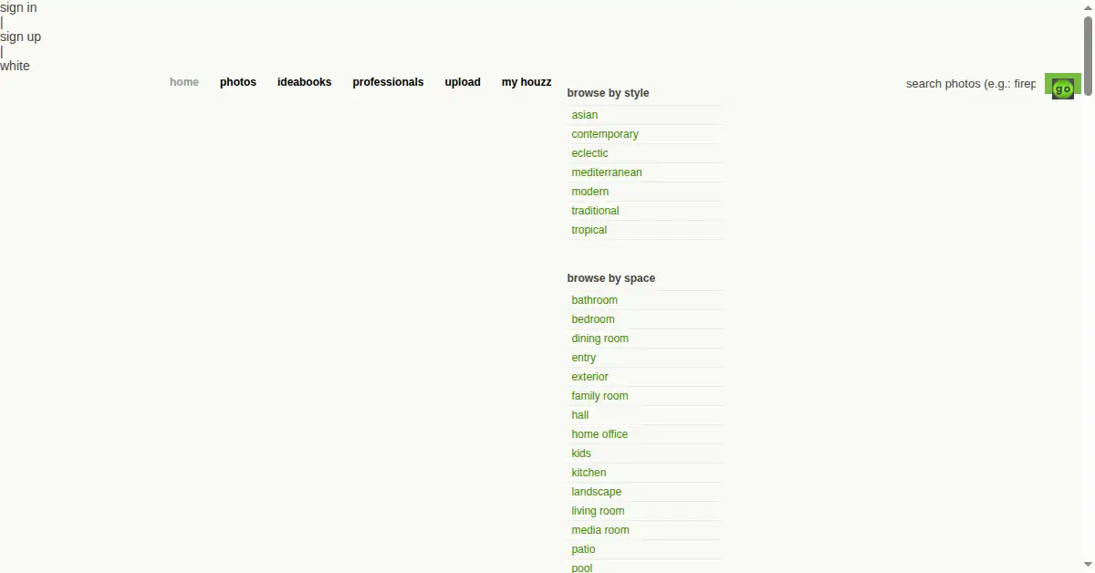 houzz.com as the Internet Archive first saved it, 18 Jan 2009