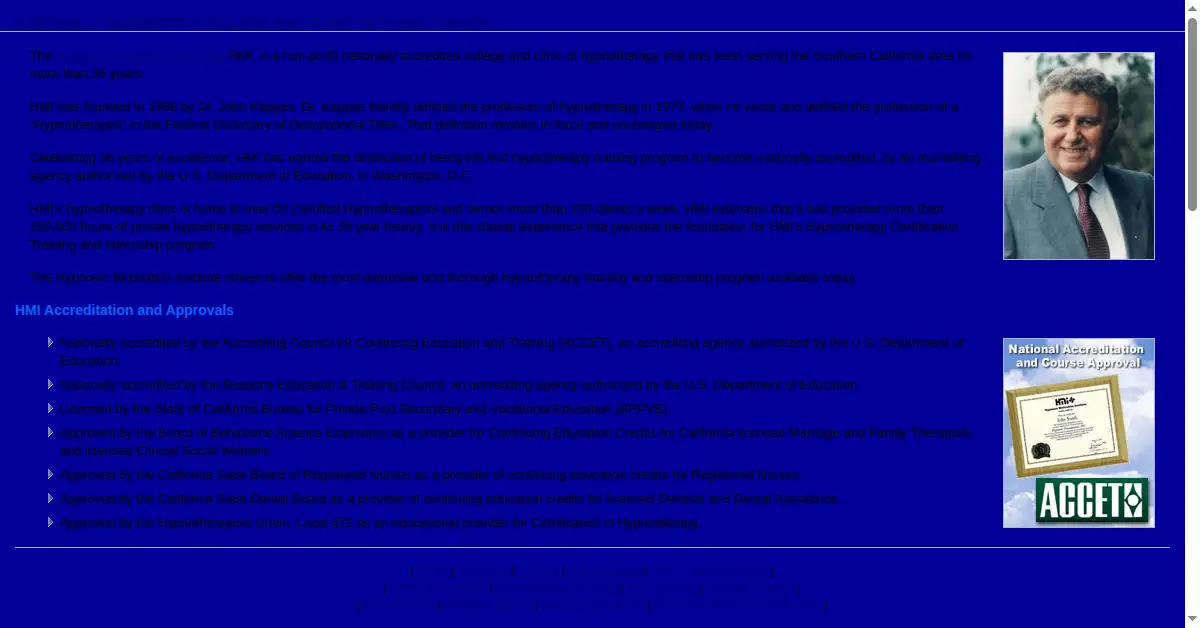 hypnosis.edu as the Internet Archive first saved it, 5 Feb 2005