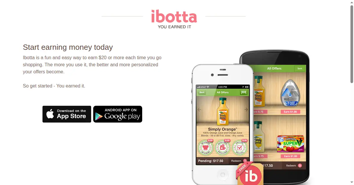 ibotta.com as the Internet Archive first saved it, 2 Jan 2013