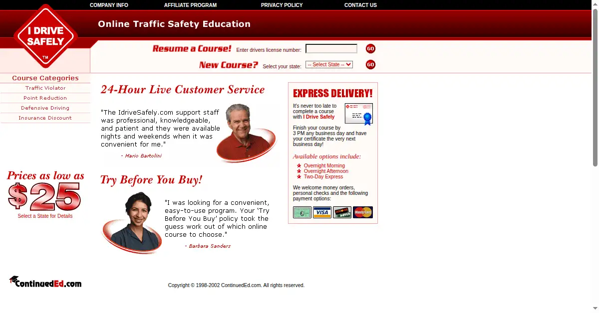 idrivesafely.com as the Internet Archive first saved it, 2 Jun 2002
