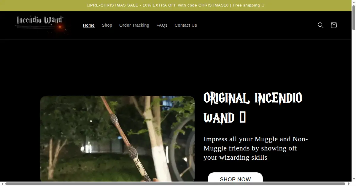 incendiomagicwand.com as the Internet Archive first saved it, 11 Dec 2022