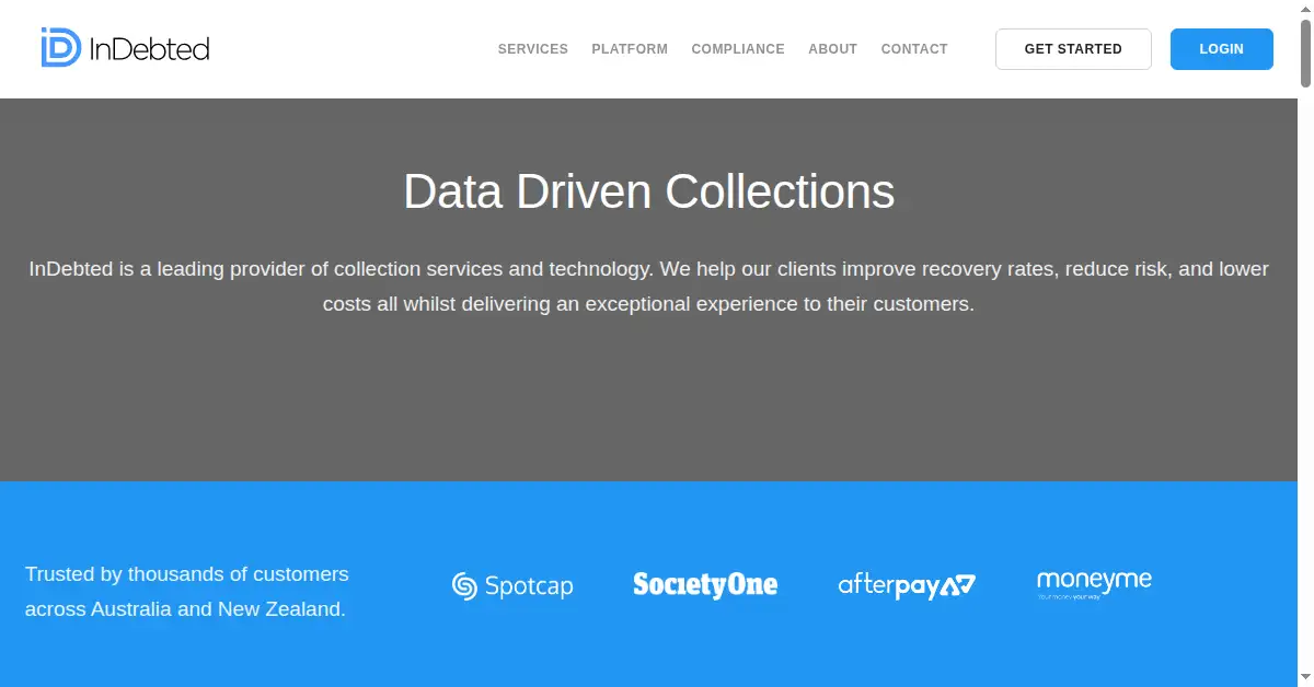 indebted.co as the Internet Archive first saved it, 1 Feb 2018