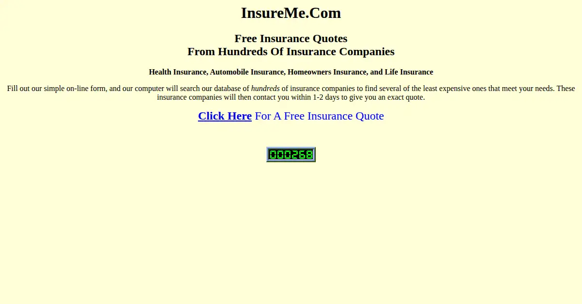 insureme.com as the Internet Archive first saved it, 9 Jan 1998