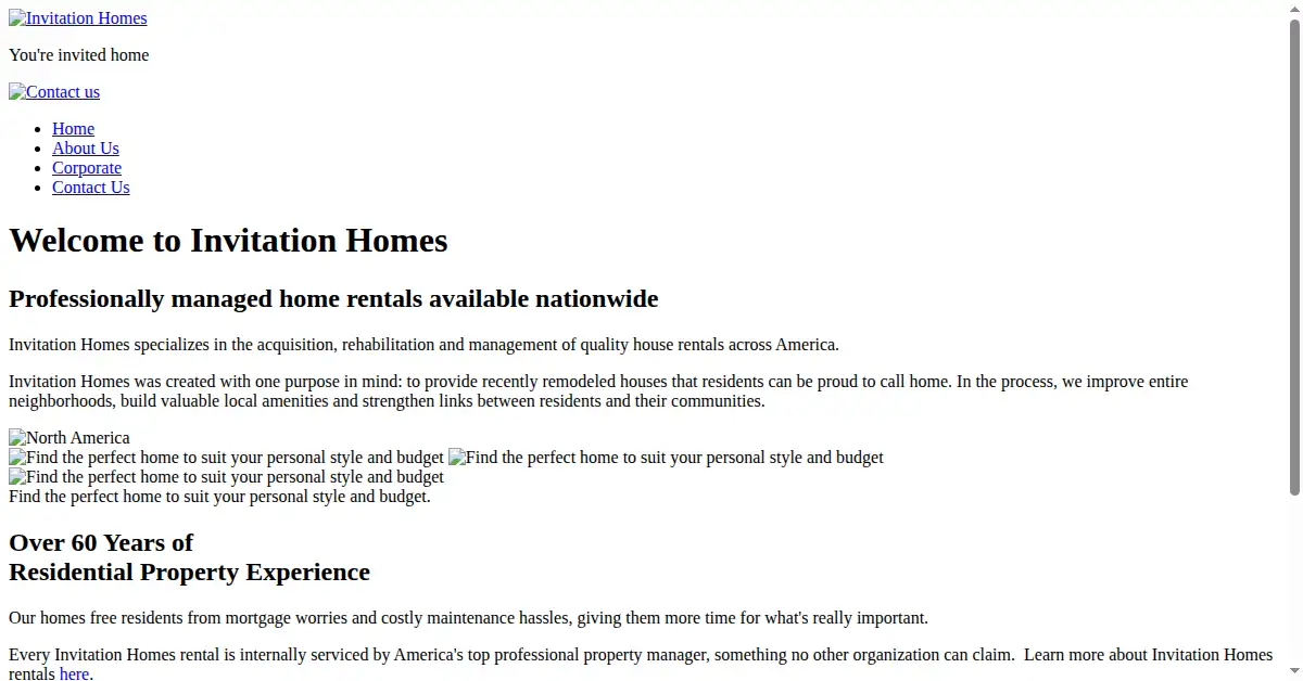 invitationhomes.com as the Internet Archive first saved it, 4 Oct 2012