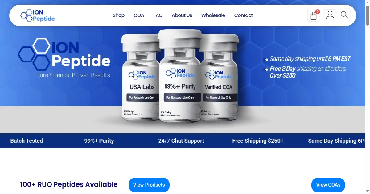 ionpeptide.com as the Internet Archive first saved it, 2 Jan 2026