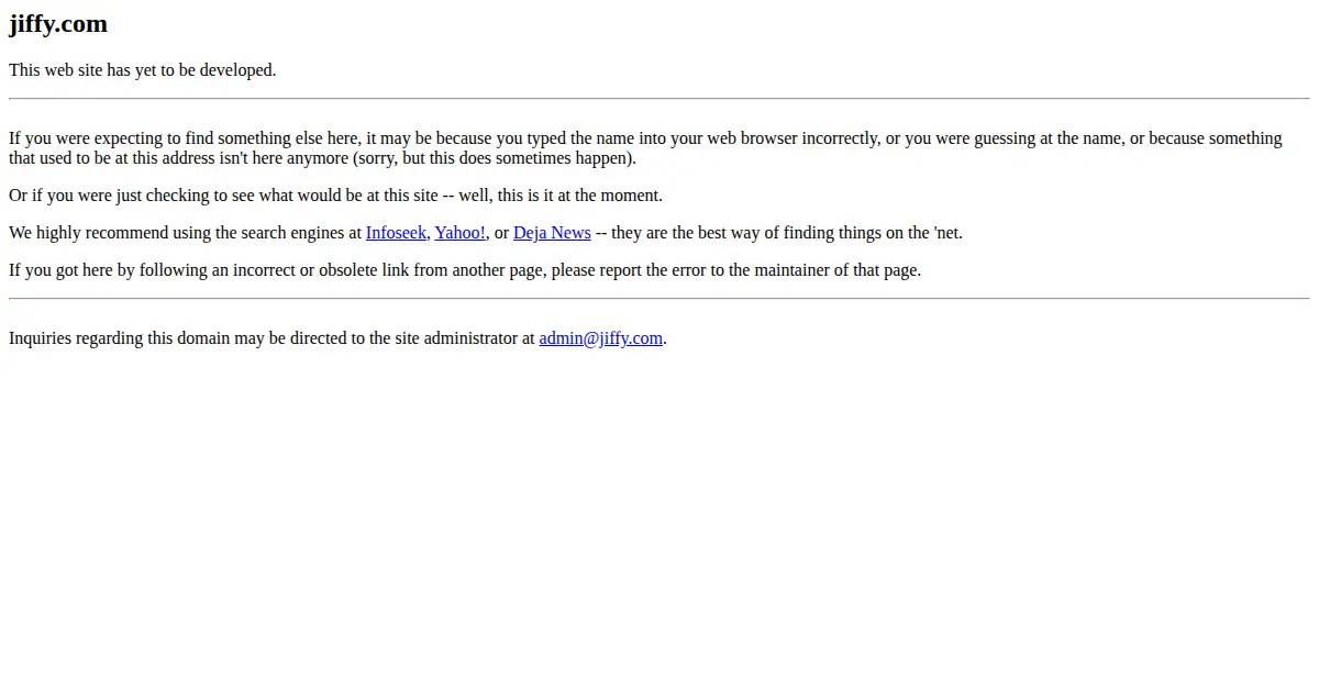 jiffy.com as the Internet Archive first saved it, 11 Nov 1998