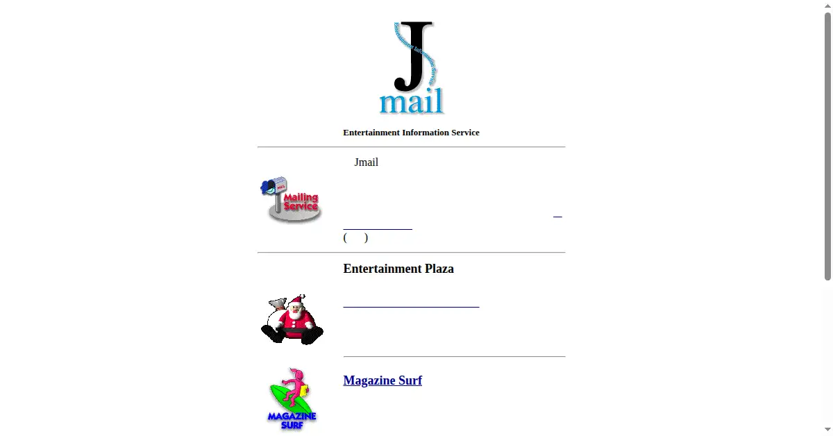 jmail.com as the Internet Archive first saved it, 19 Dec 1996