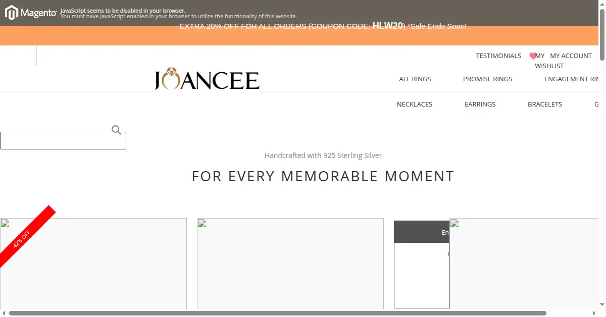 joancee.com as the Internet Archive first saved it, 20 Oct 2016