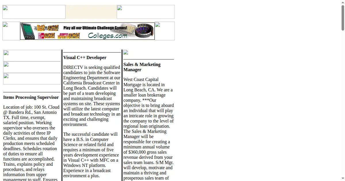 jobs.com as the Internet Archive first saved it, 2 Dec 1998