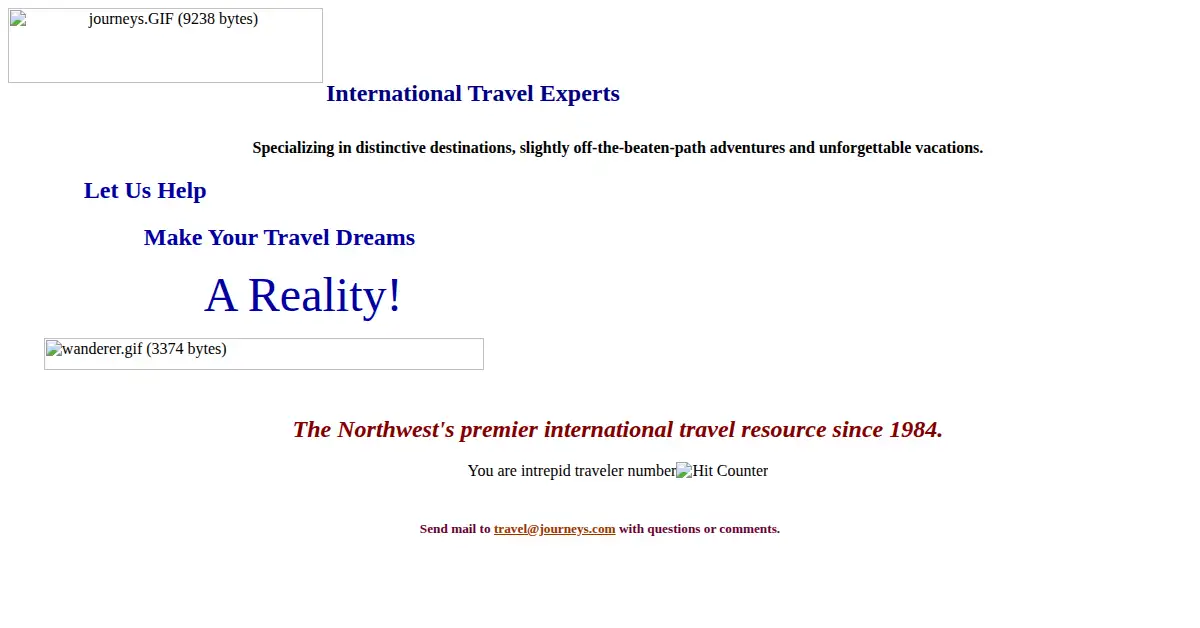 journeys.com as the Internet Archive first saved it, 27 Nov 1999