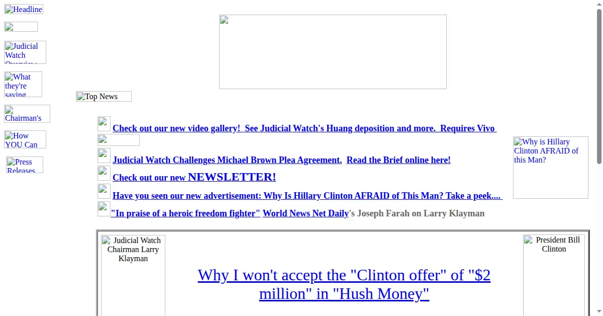 judicialwatch.org as the Internet Archive first saved it, 11 Jan 1998