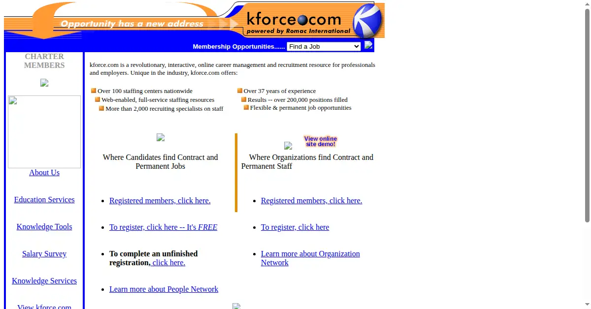 kforce.com as the Internet Archive first saved it, 9 Nov 1999