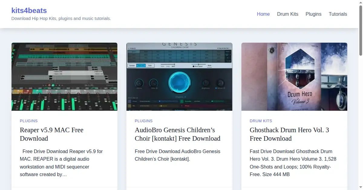 kits4beats.com as the Internet Archive first saved it, 1 Jan 2022