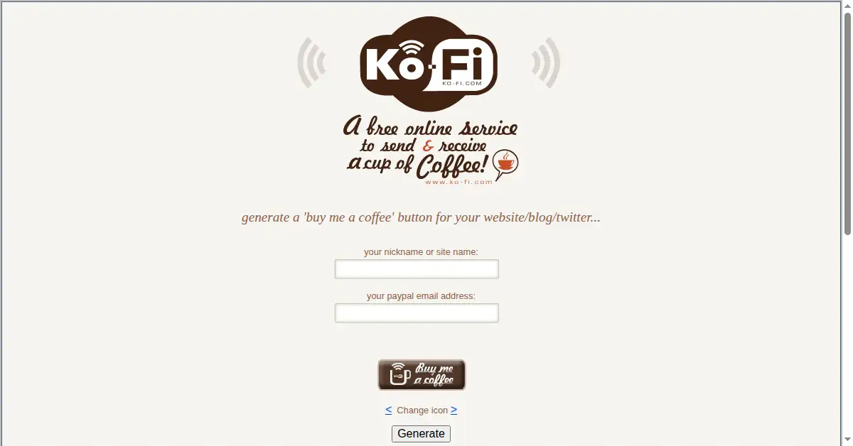 ko-fi.com as the Internet Archive first saved it, 12 Feb 2012