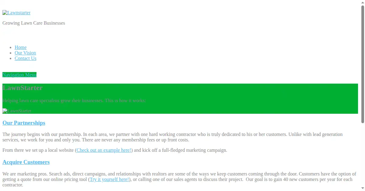 lawnstarter.com as the Internet Archive first saved it, 5 Aug 2013