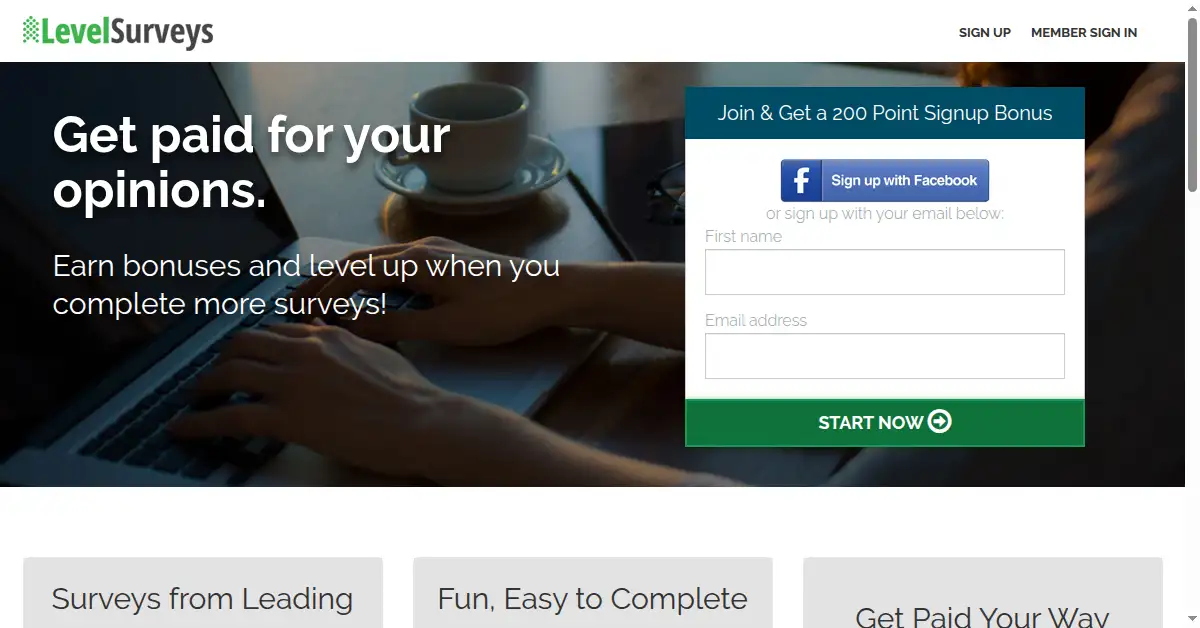 levelsurveys.com as the Internet Archive first saved it, 5 May 2020