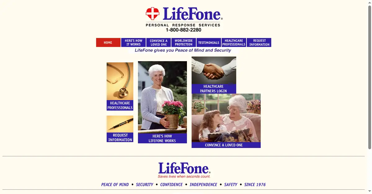 lifefone.com as the Internet Archive first saved it, 8 Oct 1999