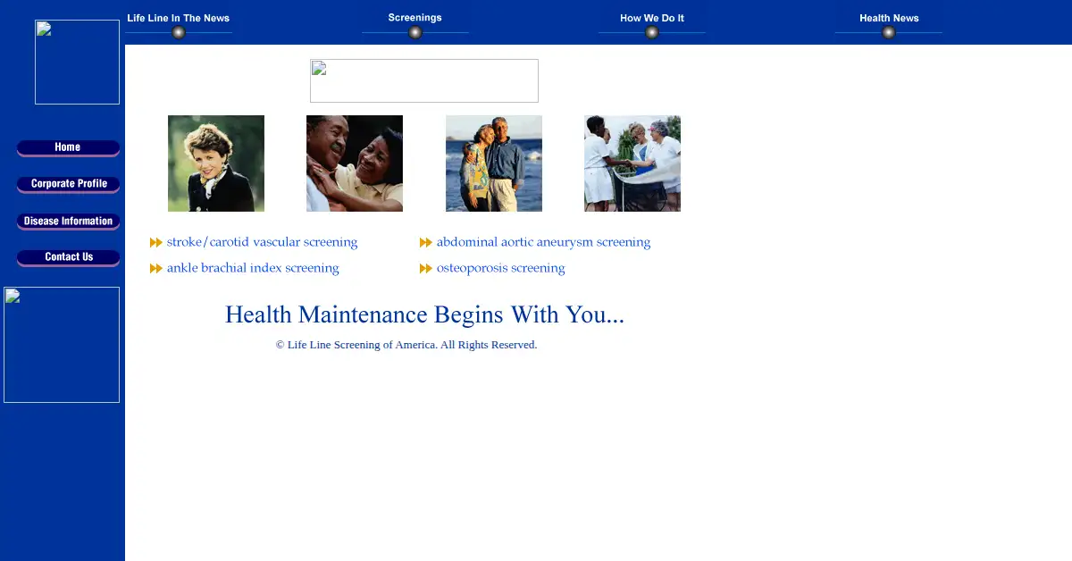 lifelinescreening.com as the Internet Archive first saved it, 20 Jun 2000