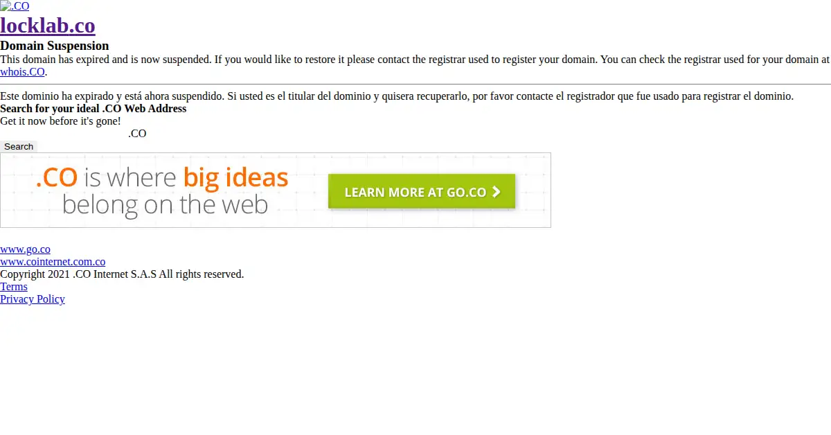 locklab.co as the Internet Archive first saved it, 16 Dec 2021