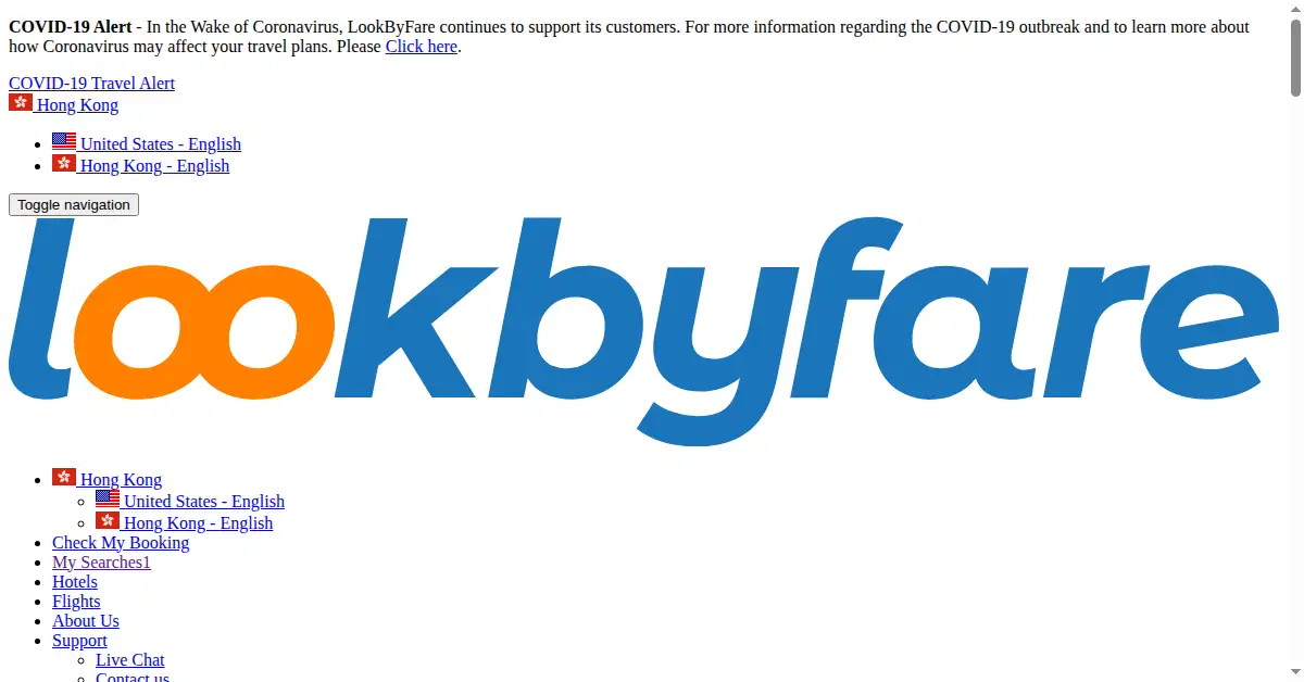 lookbyfare.com as the Internet Archive first saved it, 5 Aug 2020