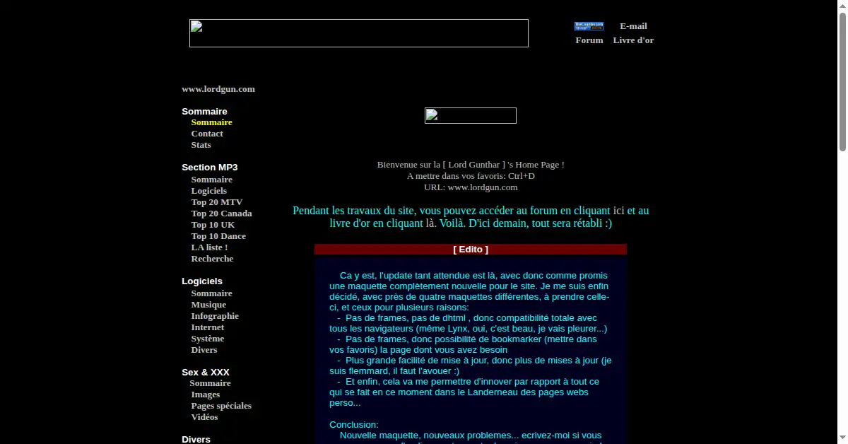 lordgun.com as the Internet Archive first saved it, 28 Nov 1999