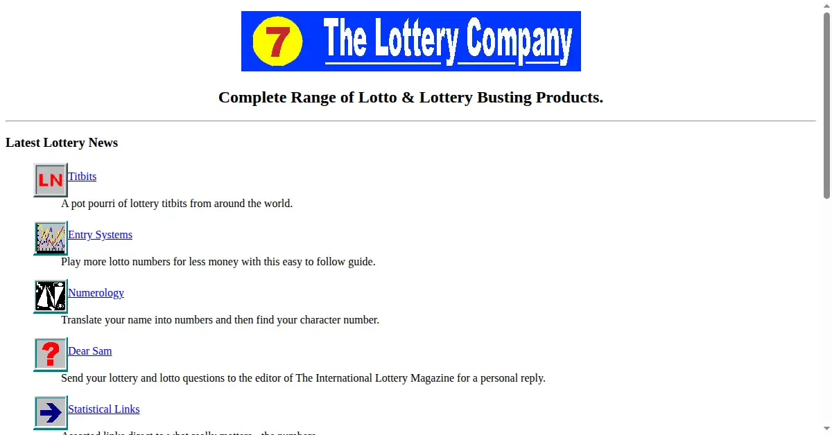 lottery.co.uk as the Internet Archive first saved it, 1 Jun 1997