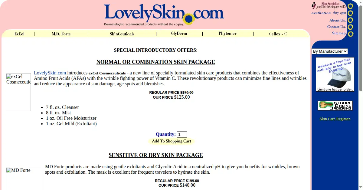 lovelyskin.com as the Internet Archive first saved it, 27 Nov 1999