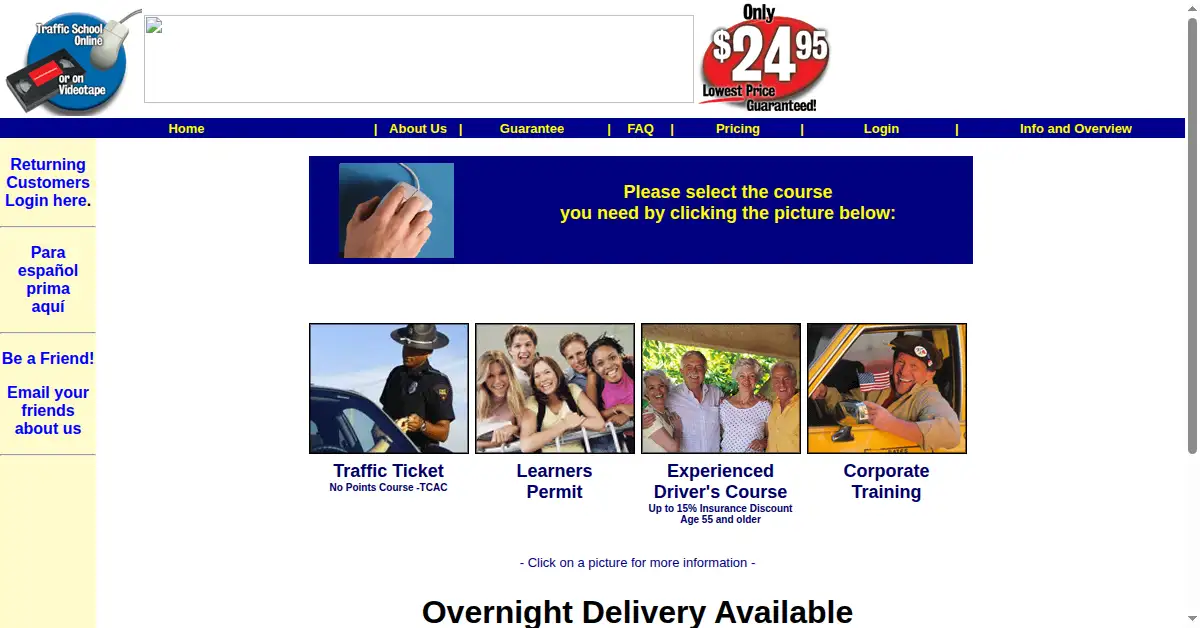 lowestpricetrafficschool.com as the Internet Archive first saved it, 27 Jun 2003