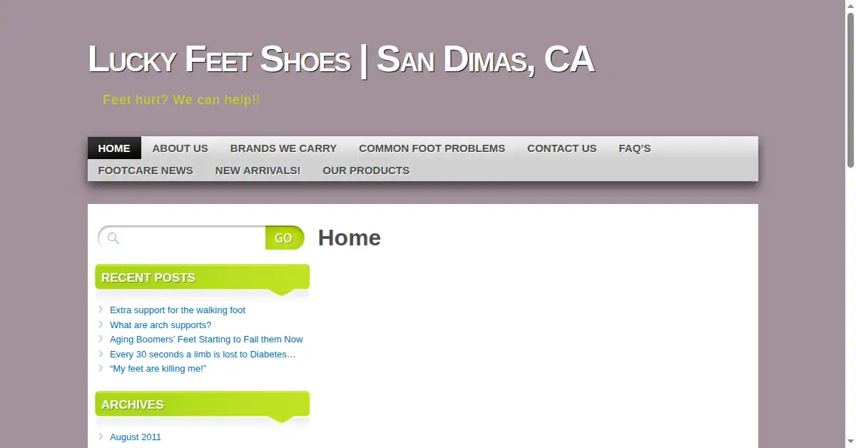 luckyfeetshoes.com as the Internet Archive first saved it, 31 Oct 2011