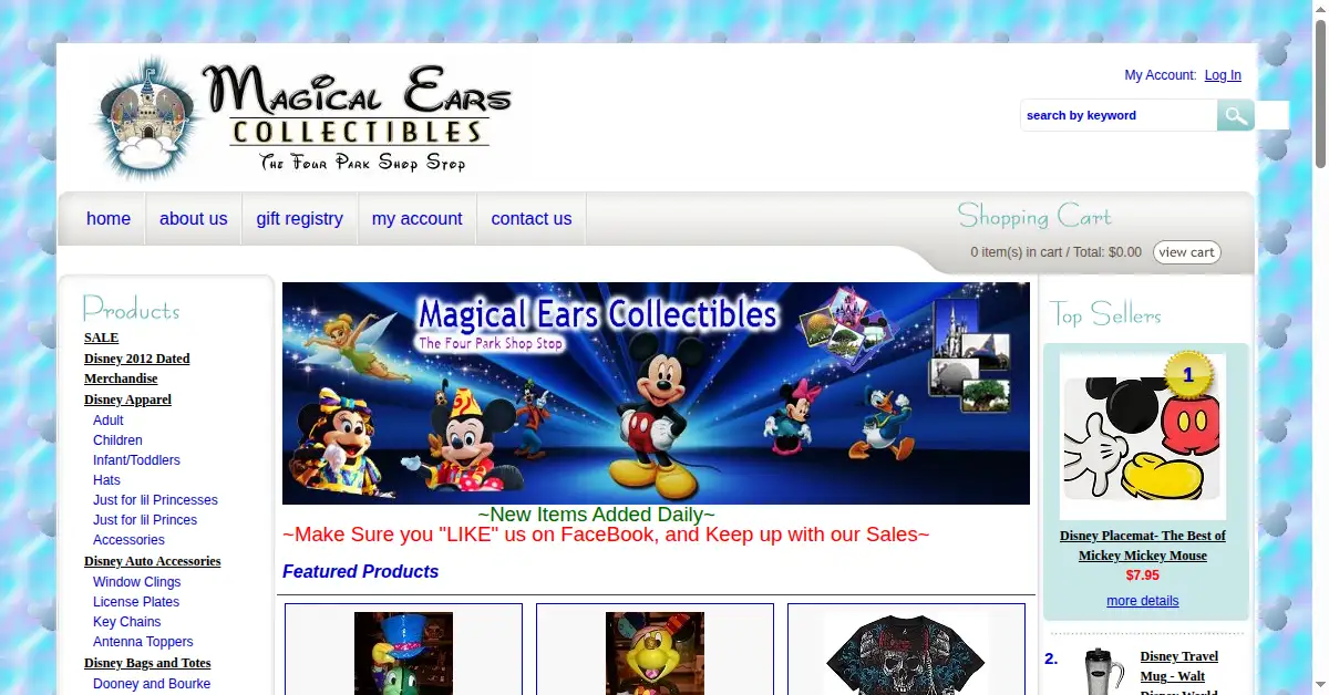 magicalearscollectibles.com as the Internet Archive first saved it, 28 Jun 2012
