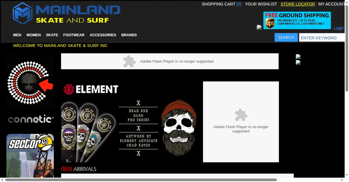 mainlandskateandsurf.com as the Internet Archive first saved it, 15 Apr 2010