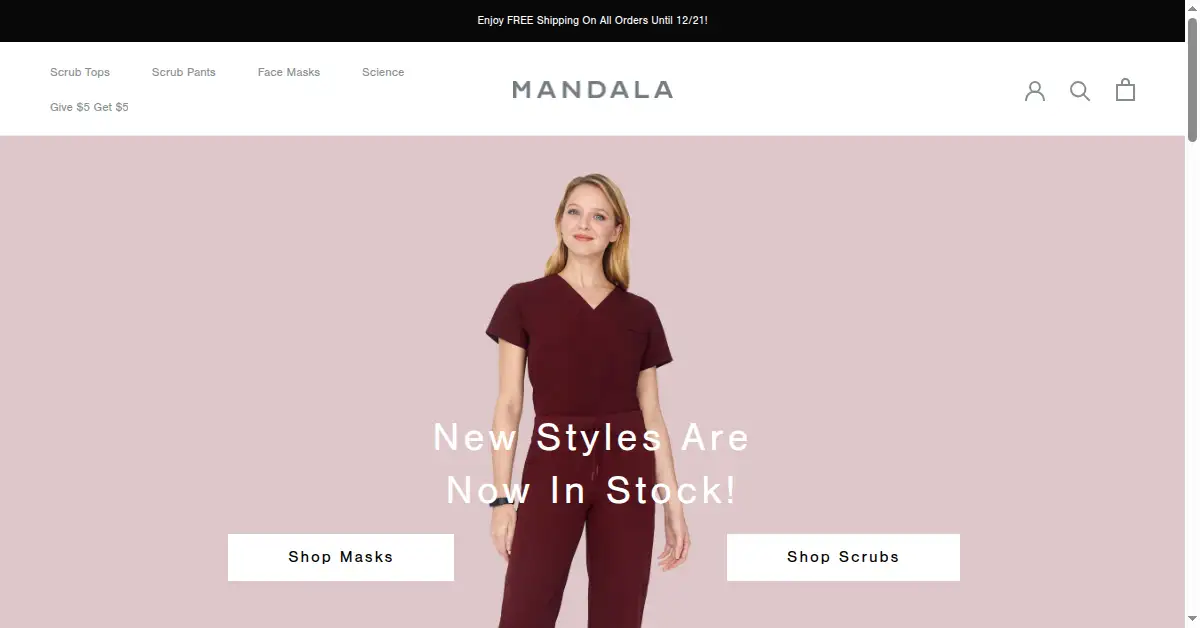 mandalascrubs.com as the Internet Archive first saved it, 20 Dec 2020